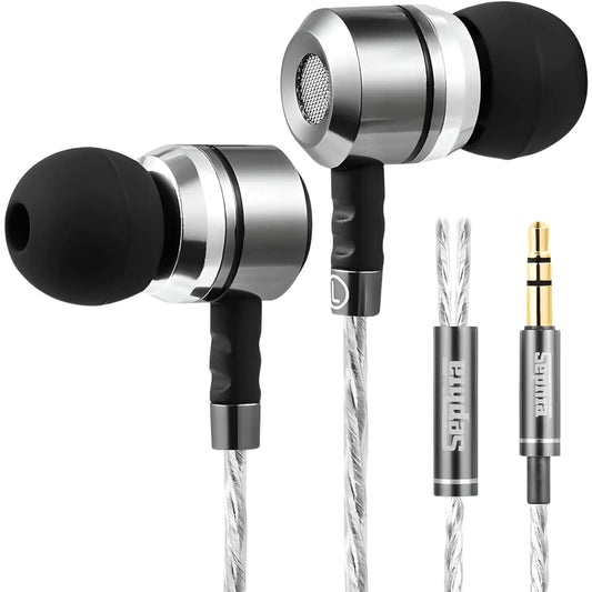 Sephia SP3060 Wired Earbuds – HD Bass, Lightweight, 3.5mm, Tangle-Free, S/M/L Tips, Case Included, No Mic